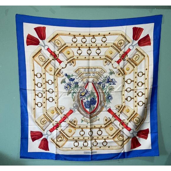Hermes Aux Champs 100% Silk Scarf By Cathy Latham 90cm Square - Picture 16 of 16